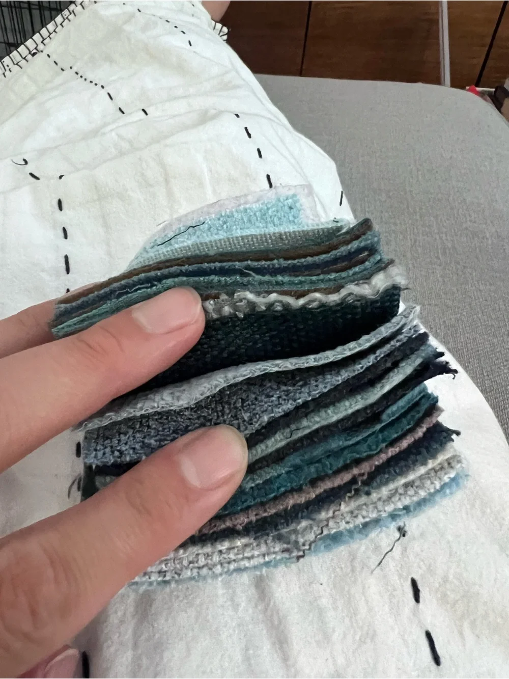 Mixed Crafting Fabric Swatches & Textures | Blue Teal & Gray Tones Bundle 20 3x3
